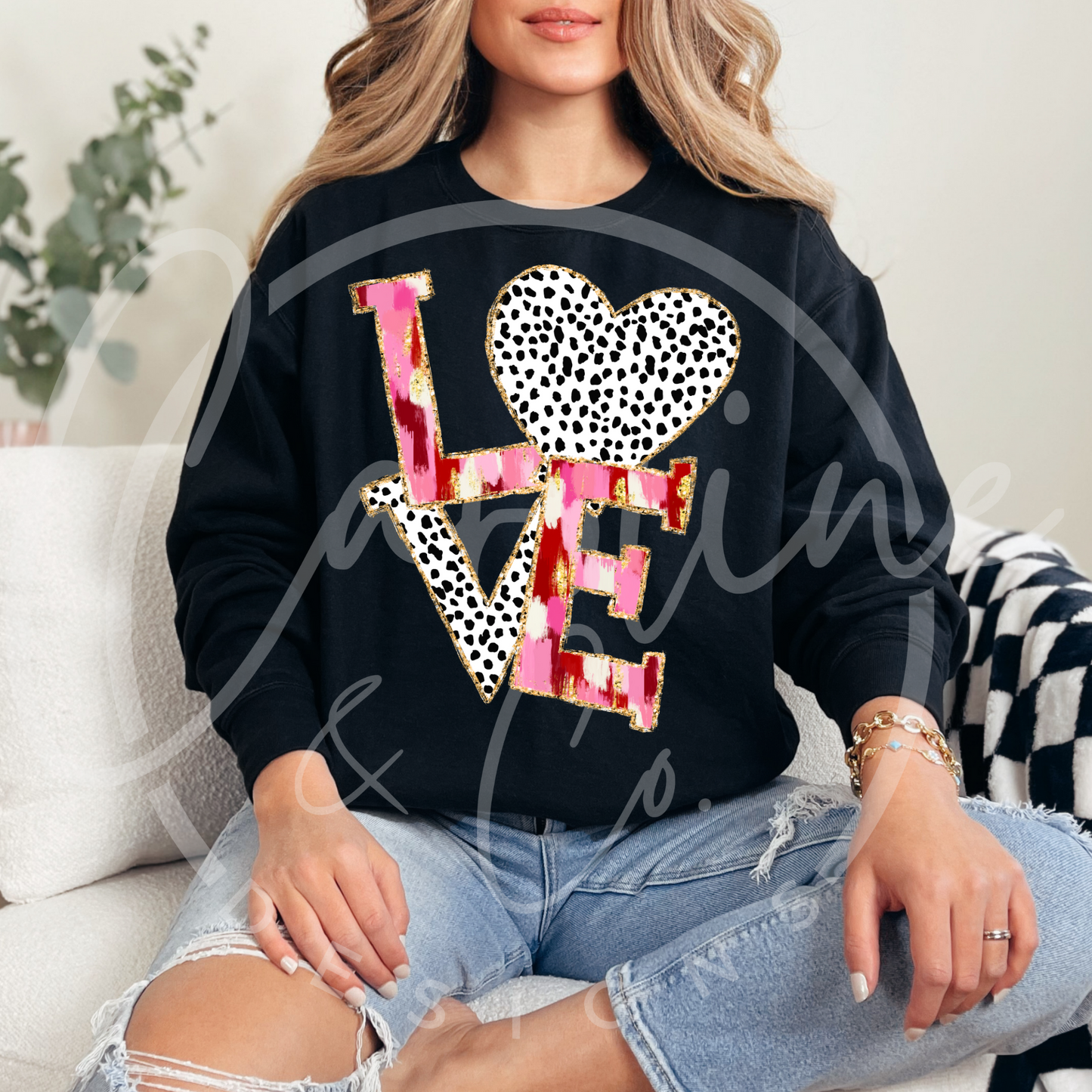 Love with Glitter Design Comfort Colors Crewneck
