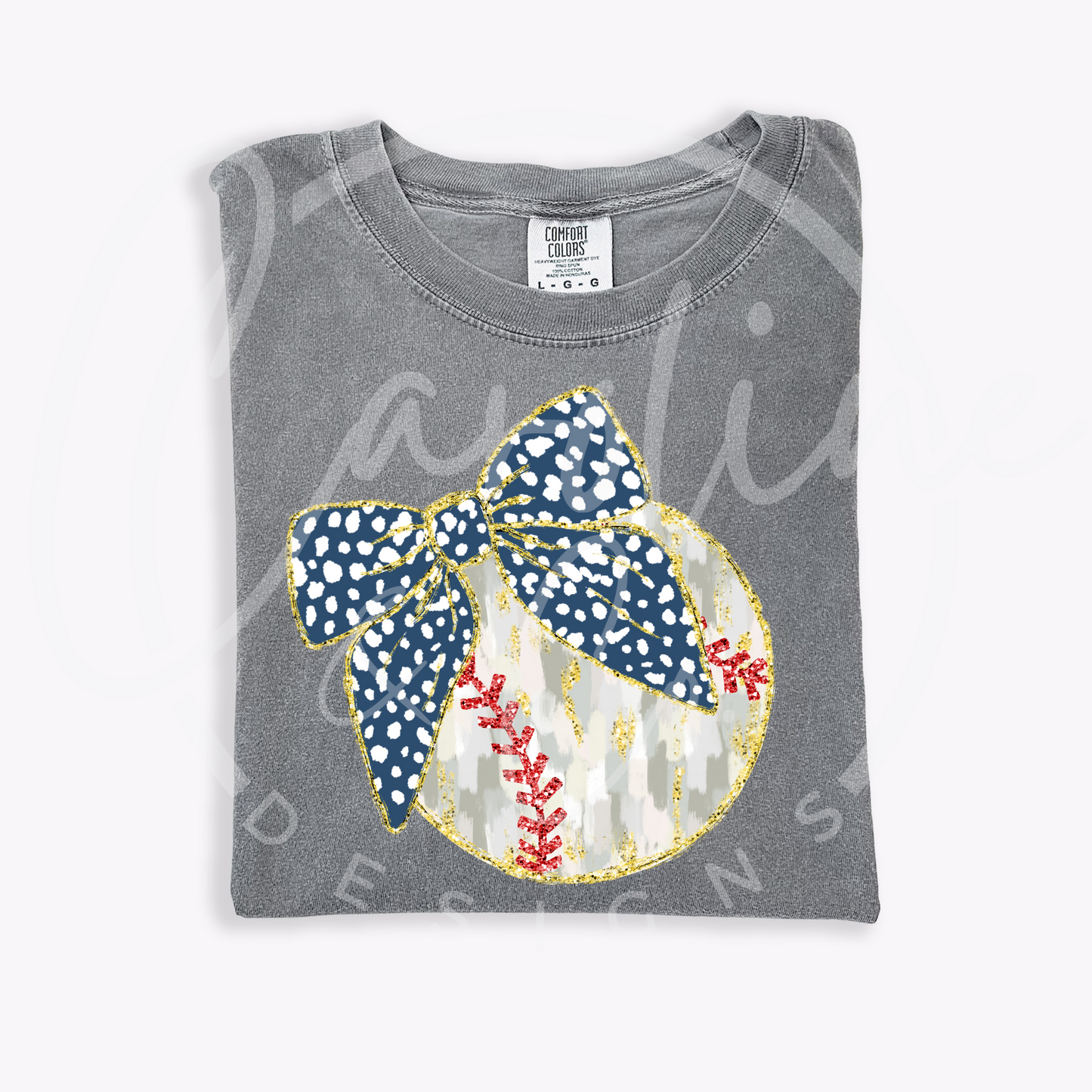 Baseball with Bow Design--Youth & Adult Sizes