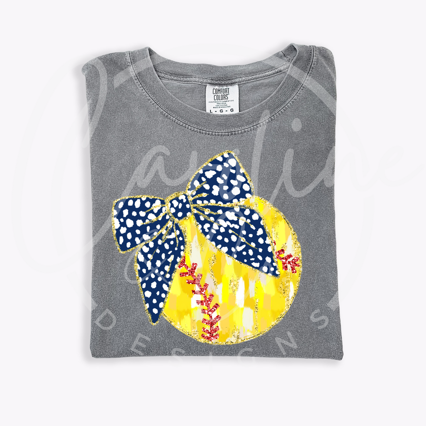 Softball with Bow Design--Youth & Adult Sizes