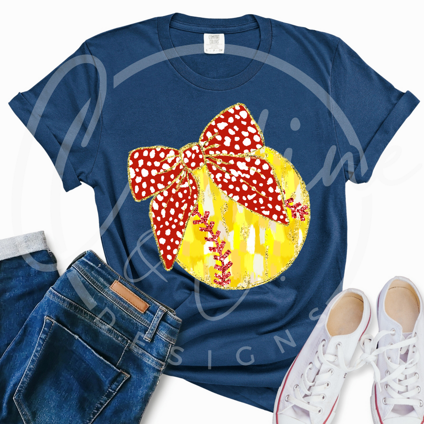 Softball with Bow Design--Youth & Adult Sizes