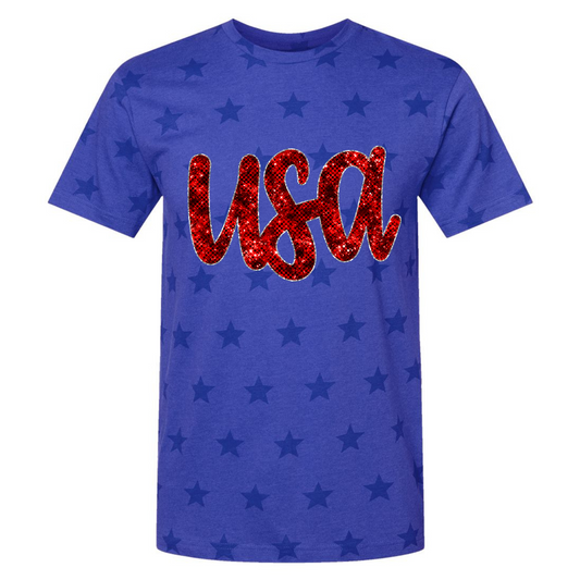 Patriotic Star Tee with USA Design