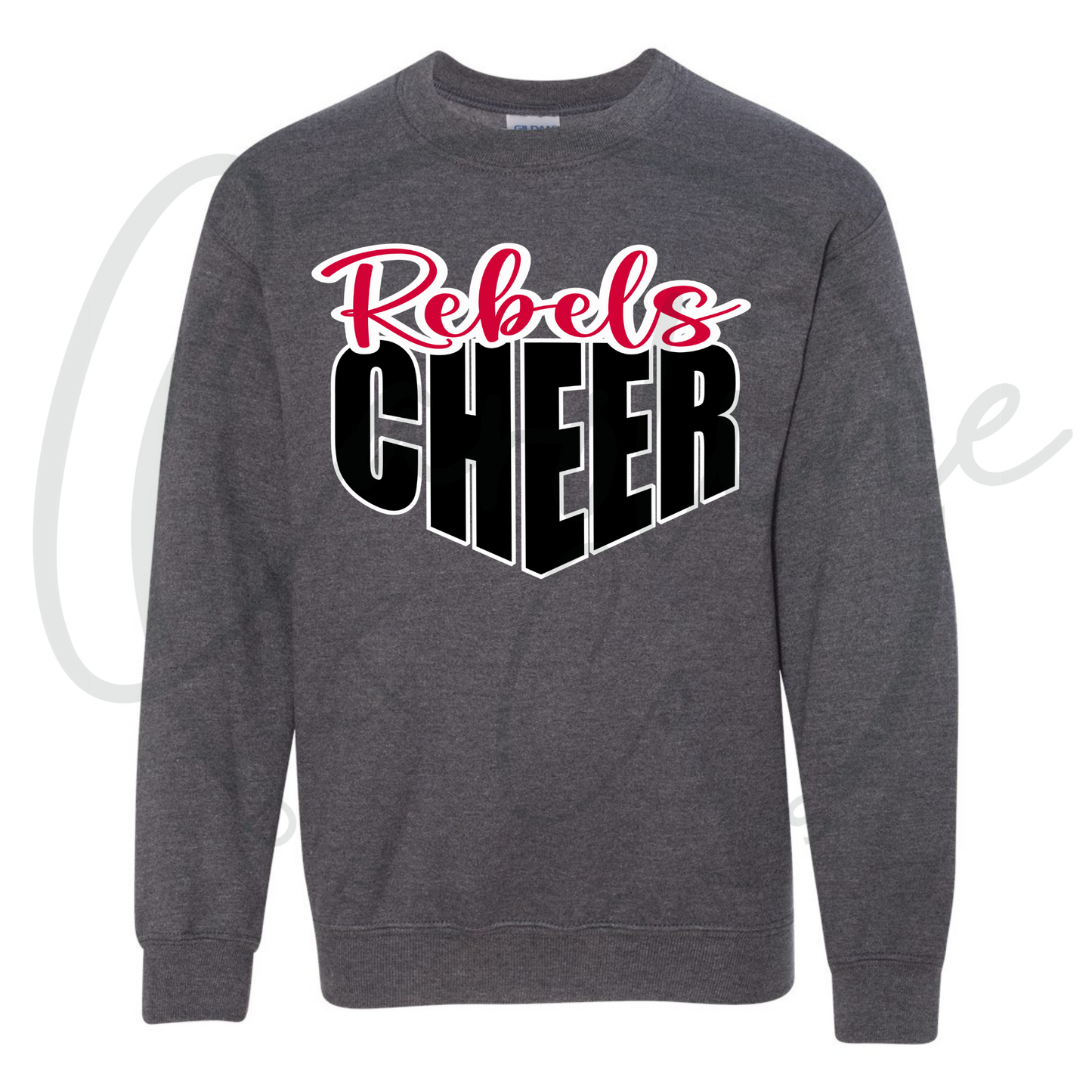Rebels Cheer Crewneck-Dark Heather-Youth & Adult