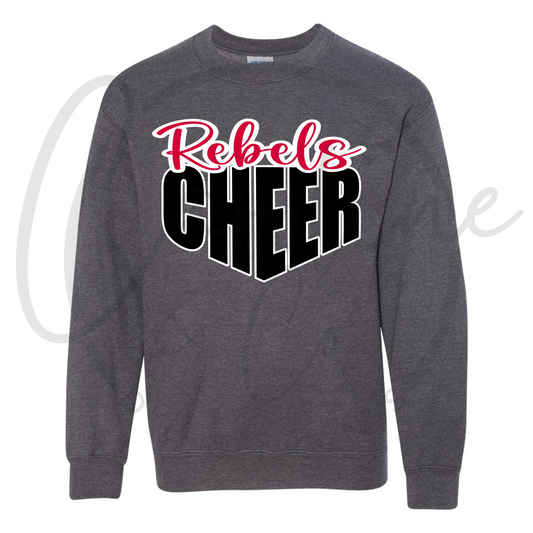 Rebels Cheer Crewneck-Dark Heather-Youth & Adult