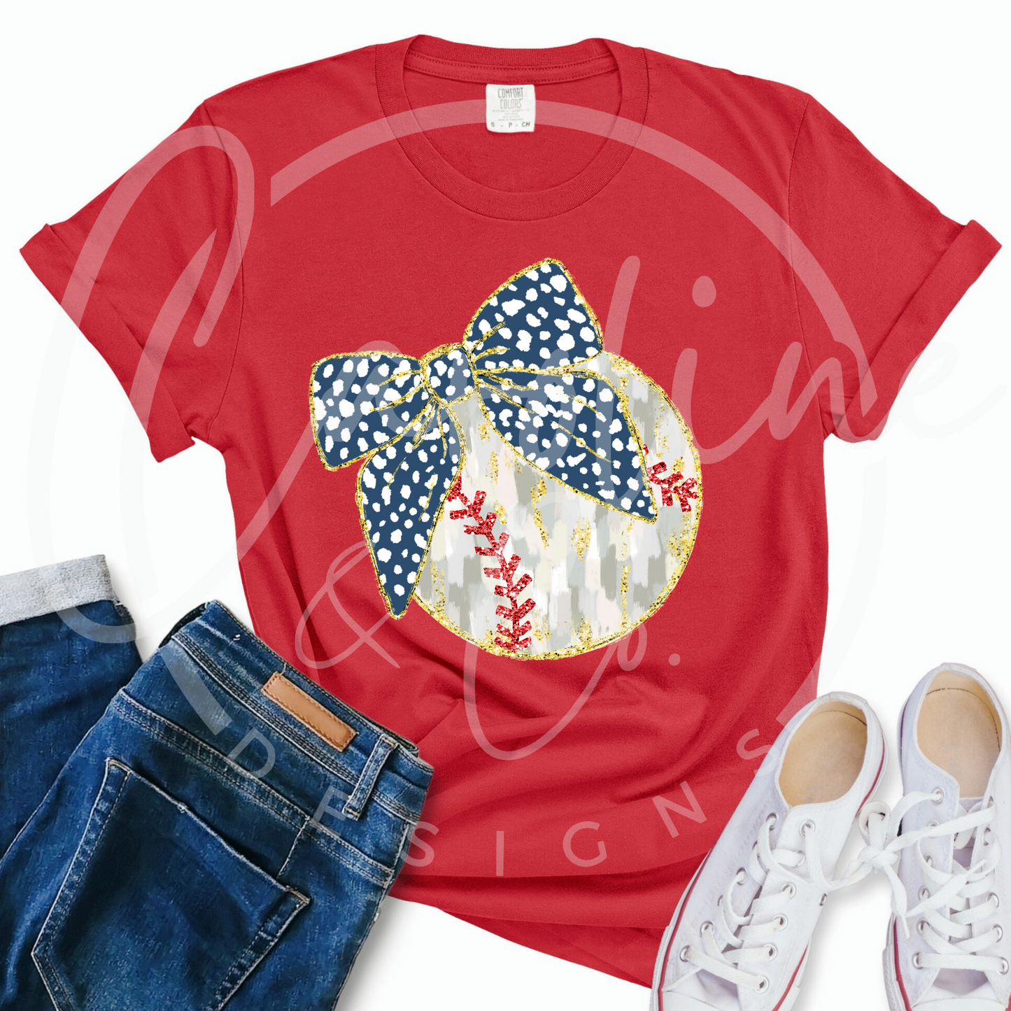 Baseball with Bow Design--Youth & Adult Sizes