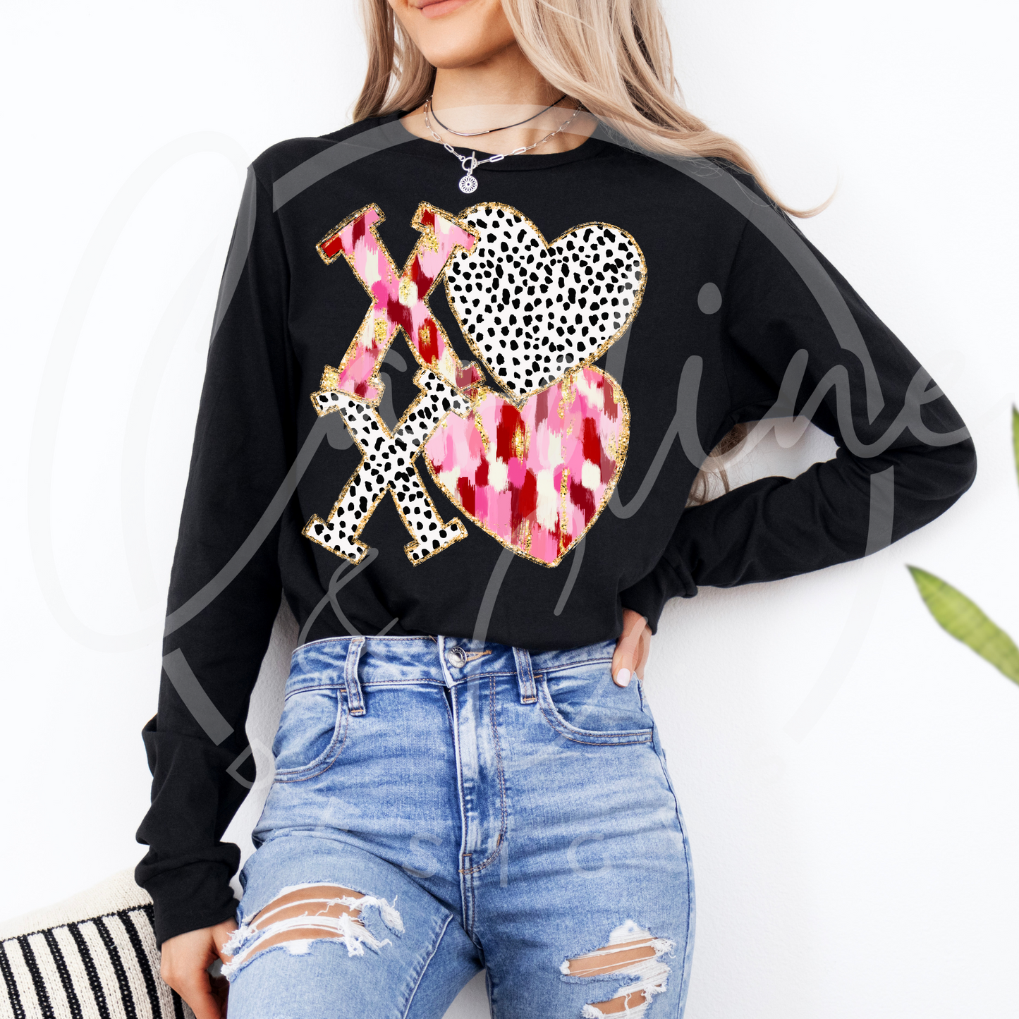 Love with Glitter Bella Canvas Long Sleeve T-Shirt