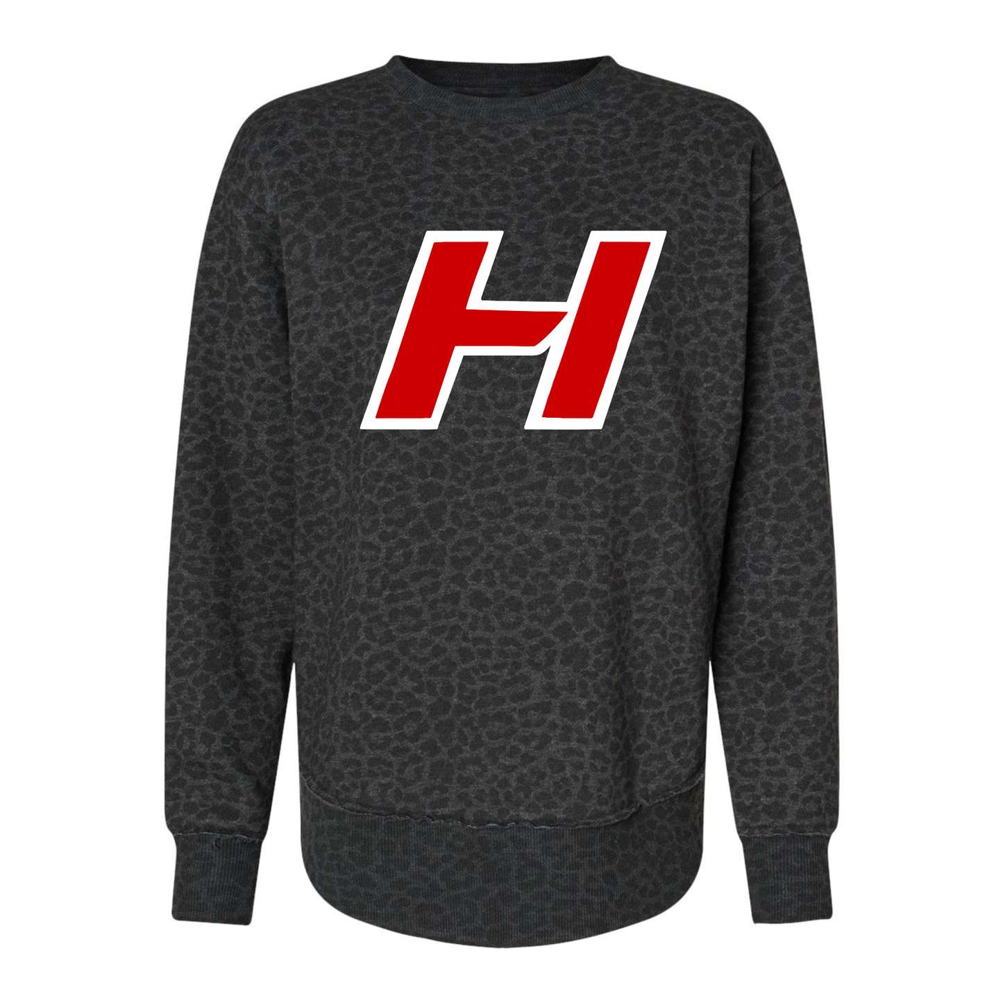 Women's Fleece Crewneck Sweatshirt-Black Leopard