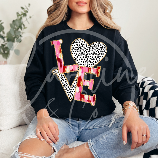 Love with Glitter Design Comfort Colors Crewneck