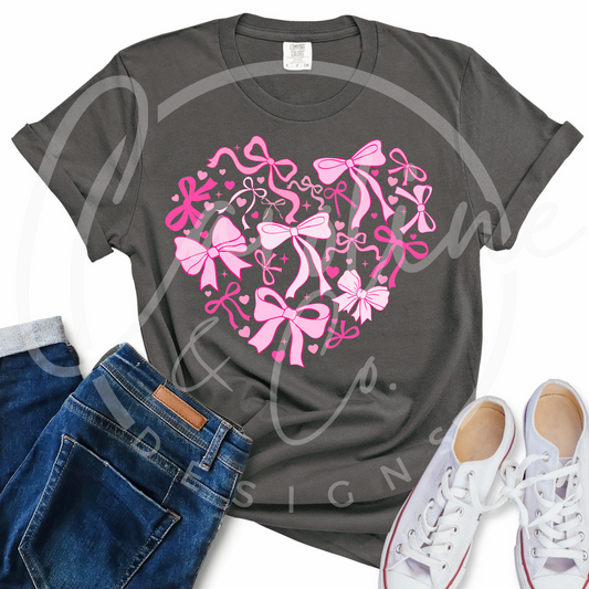 Valentine Coquette Bow Heart Comfort Colors T-Shirt