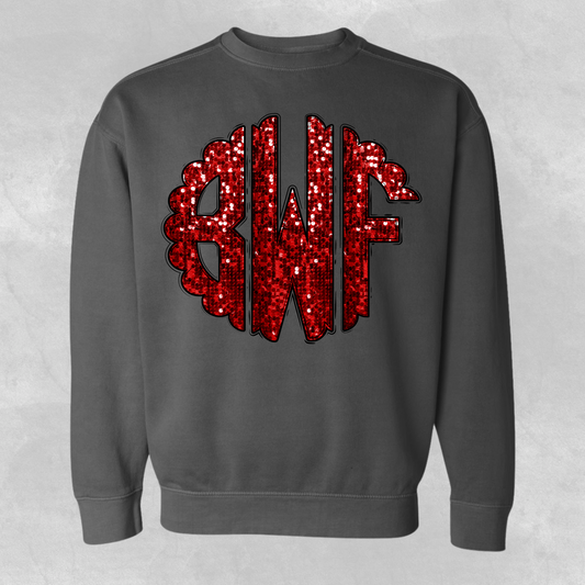 Red Sequin Monogram Shirt