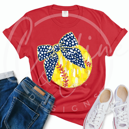 Softball with Bow Design--Youth & Adult Sizes