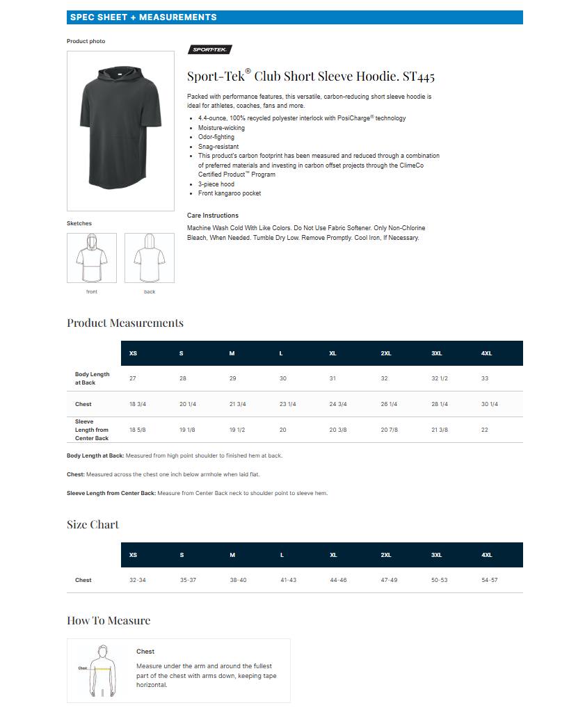 Short Sleeve Hoodie-Iron Grey